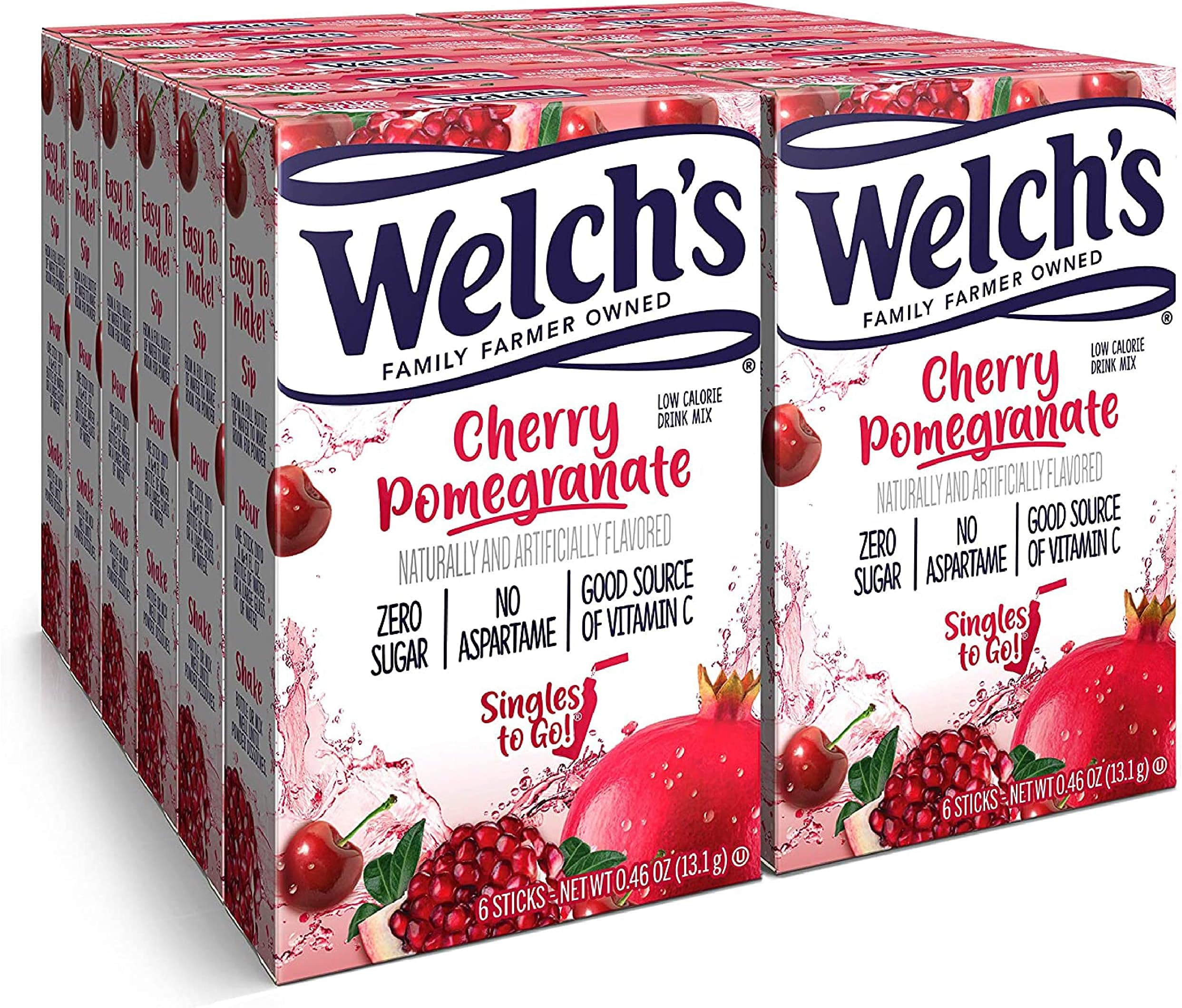 Welch's Go Water Drink Mix - Powder Sticks, Cherry Promegranate, 0.46 Ounce (Pack of 12)