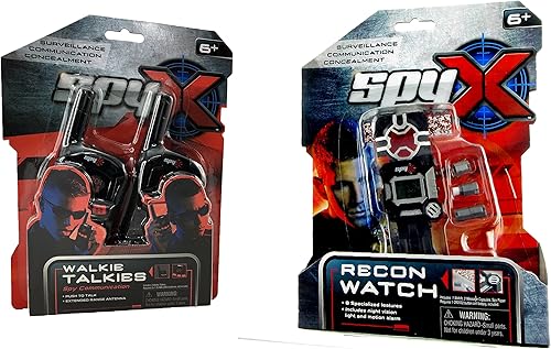 Miniatura 2 de SpyX Walkie Talkies + reloj de reconocimiento. Juego de herramientas de doble agente. Paquete de 2 walkie talkies + un reloj 8 en 1. Artículos