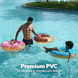 JOYIN Donut Pool Float with Glitters 32.5 (3 Pack), Funny Tube Toys for Swimming Pool Party and Donut Party Supplies