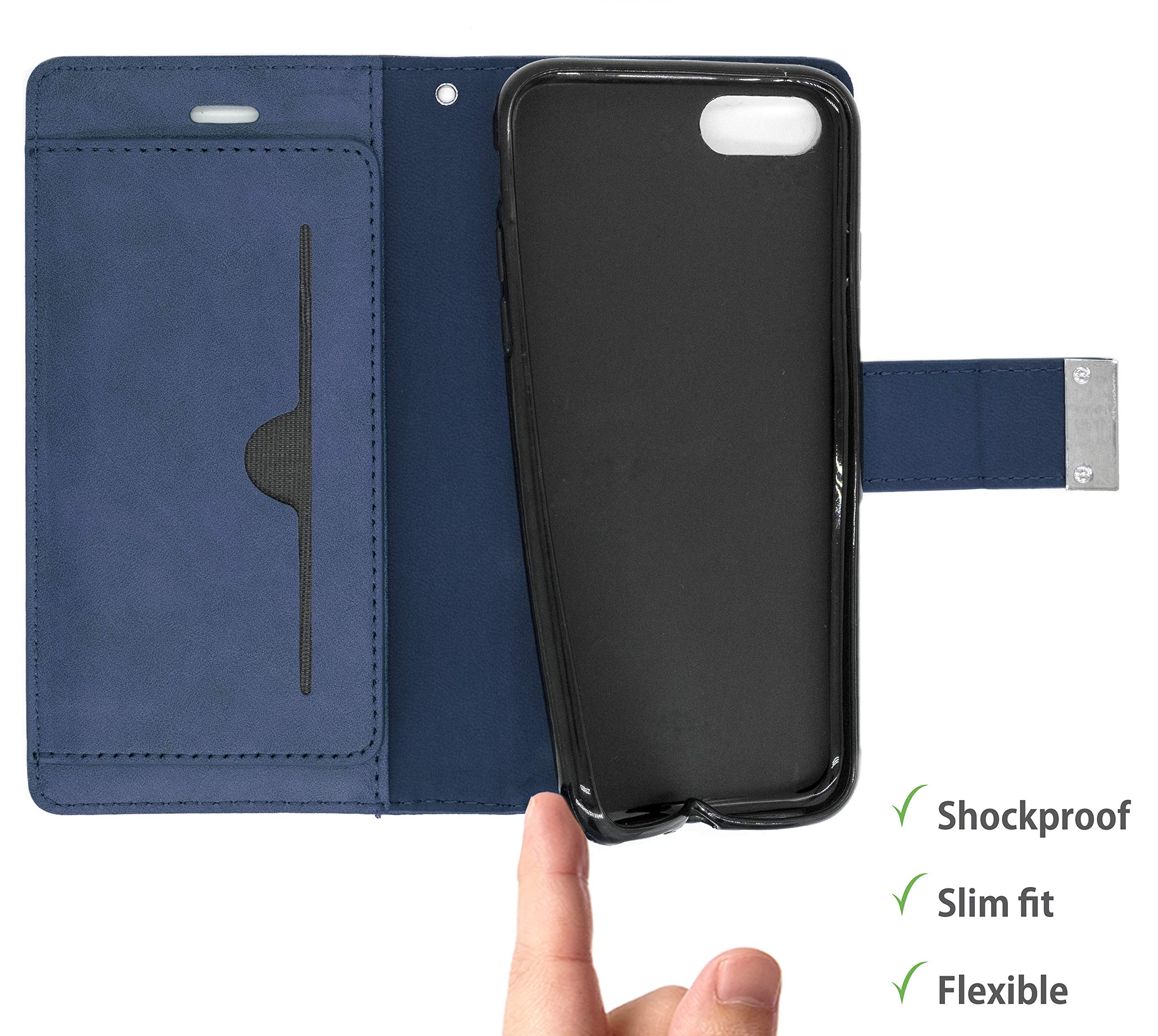 MyGadget Flip Case Für IPhone SE/7/8 – Kunstleder-Hülle Mit Magnet & Kartenfach – Abnehmbares Cover