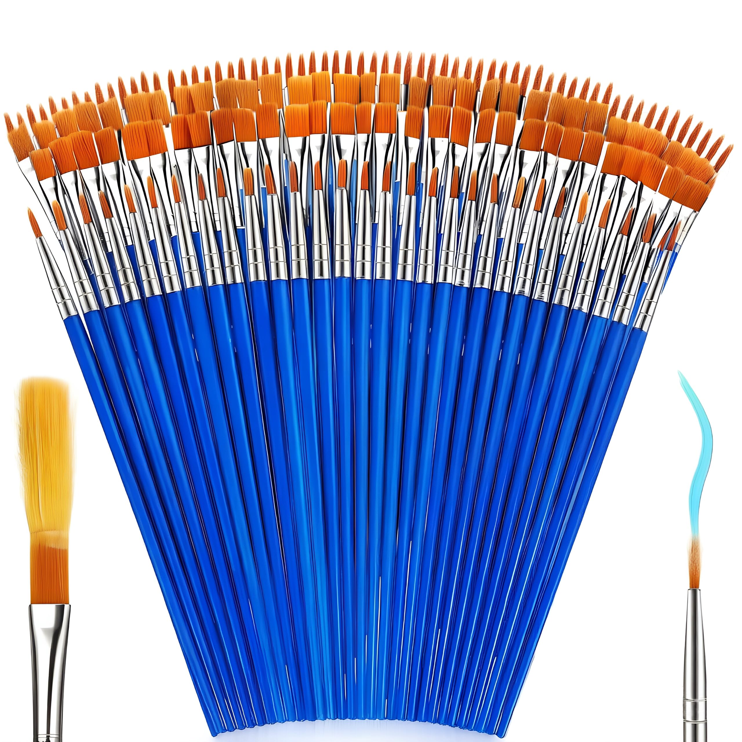 Paint Brushes 100 Pcs Small Round Flat Bulk for Detail Painting