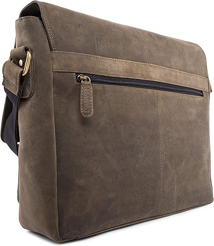 Miniatura 3 de LEABAGS Maletines de cuero para hombre - Bolso Cambridge de cuero genuino para portátil de 15 pulgadas - Bolso de mensajero vintage
