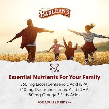 Barlean's Omega 3 Fish Oil Supplements, 600mg Fish Oil Pills with EPA & DHA, Softgels for Joint, Brain, Heart Health, Orange Flavored, 250 Count | Wild-caught fish oil, EPA DHA omega-3, Burpless, Non-GMO, Gluten-free, 250-count value size, Heart & brain support