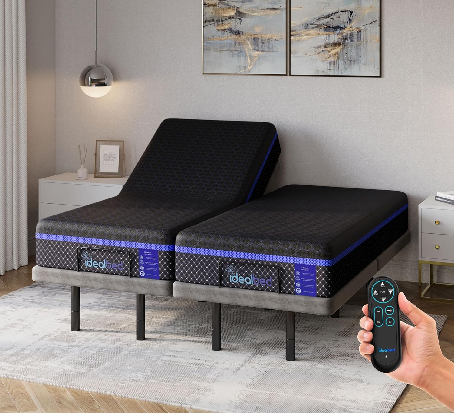 iDealBed G4 Nova Luxury Memory Foam Mattress + 3i Custom Adjustable Bed Sleep System, Comfort, Cooling & Support, Advanced Silent Operation (Firm, Split King)