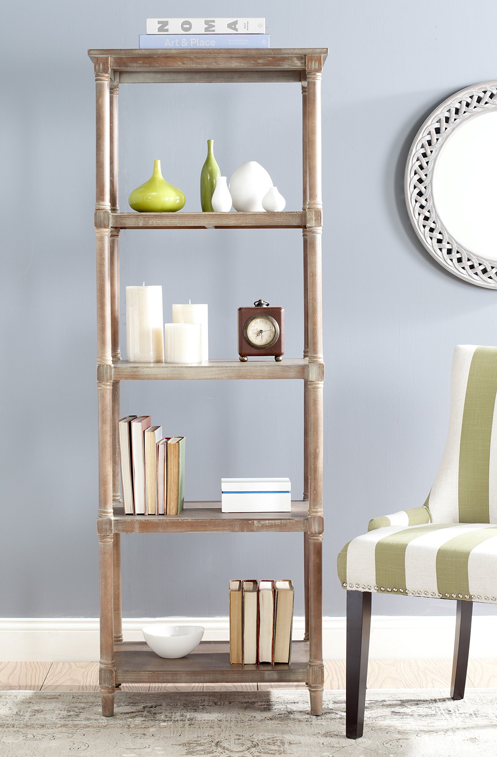 SafaviehAmerican Homes Collection Odessa Grey 5 Tier Bookcase