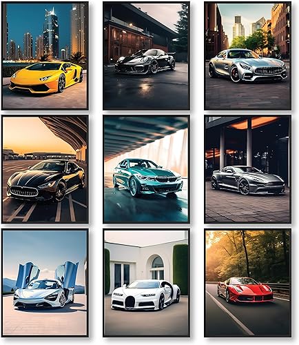 97 DECOR Pósteres de Super Car para habitación de niños, impresiones artísticas modernas para pared de automóvil, póster de auto deportivo para