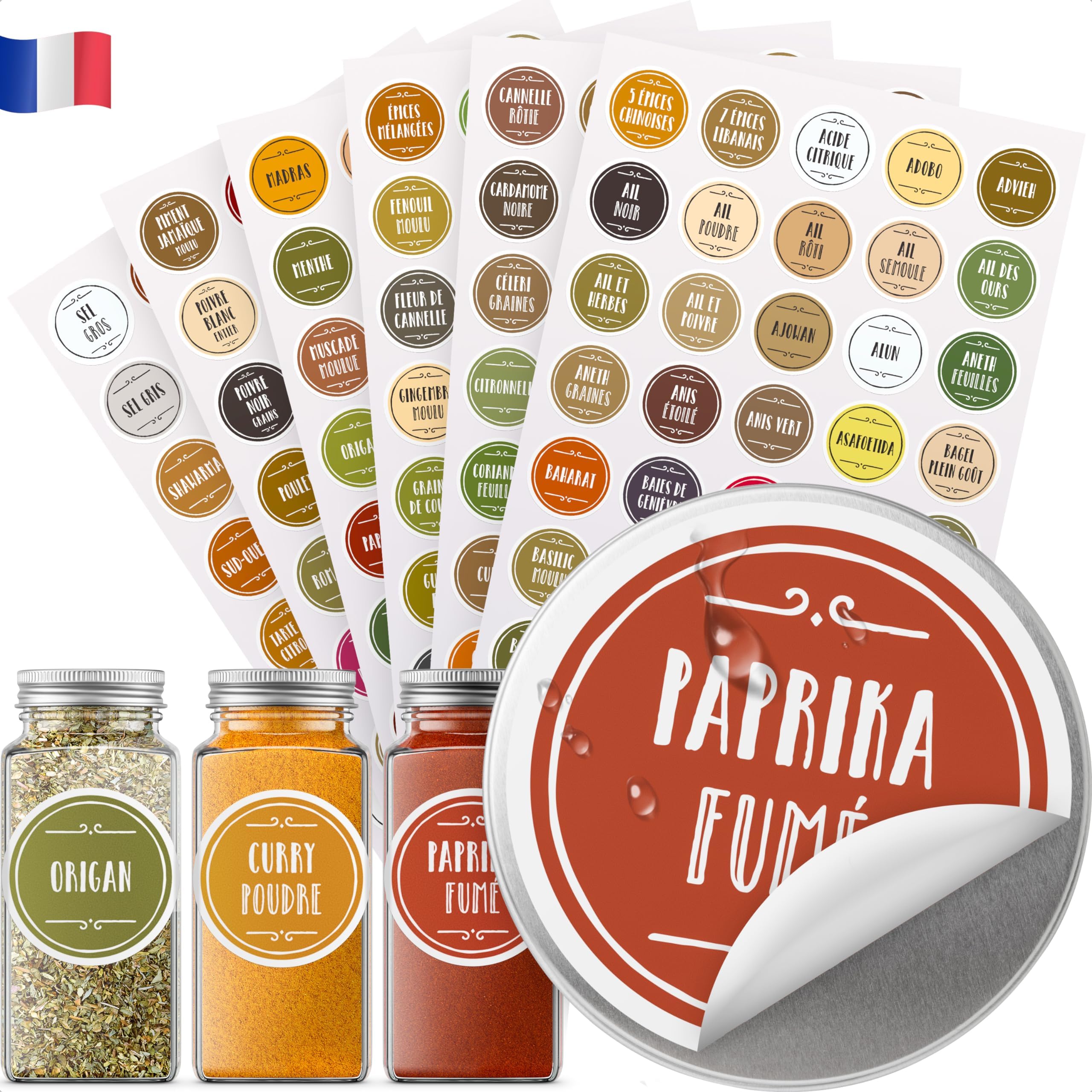 Etiquette epices Francais ; 210 autocollants épices en français ...