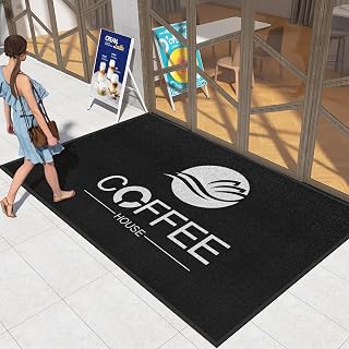 Personalized Rugs, 6 x 4ft Commercial Grade Anti Slip Rubber Backing Entryway Floor Mats for Business Logo/Colour/Size Customizable Doormats Washable Non Skid Entrance Indoor and Outdoor Carpets