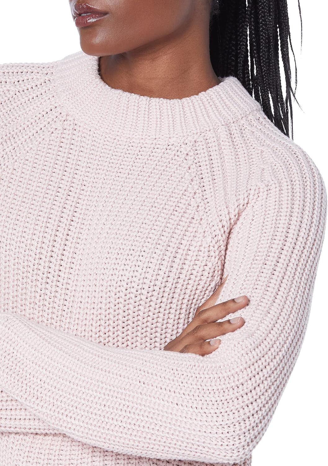 Goodthreads Women's Cotton Half-Cardigan Stitch Mock Neck Sweater Sweater, Pine Heather, M - Image 3