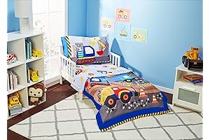 EVERYDAY KIDS 4-Piece Construction Crib Bedding Set for Toddlers
