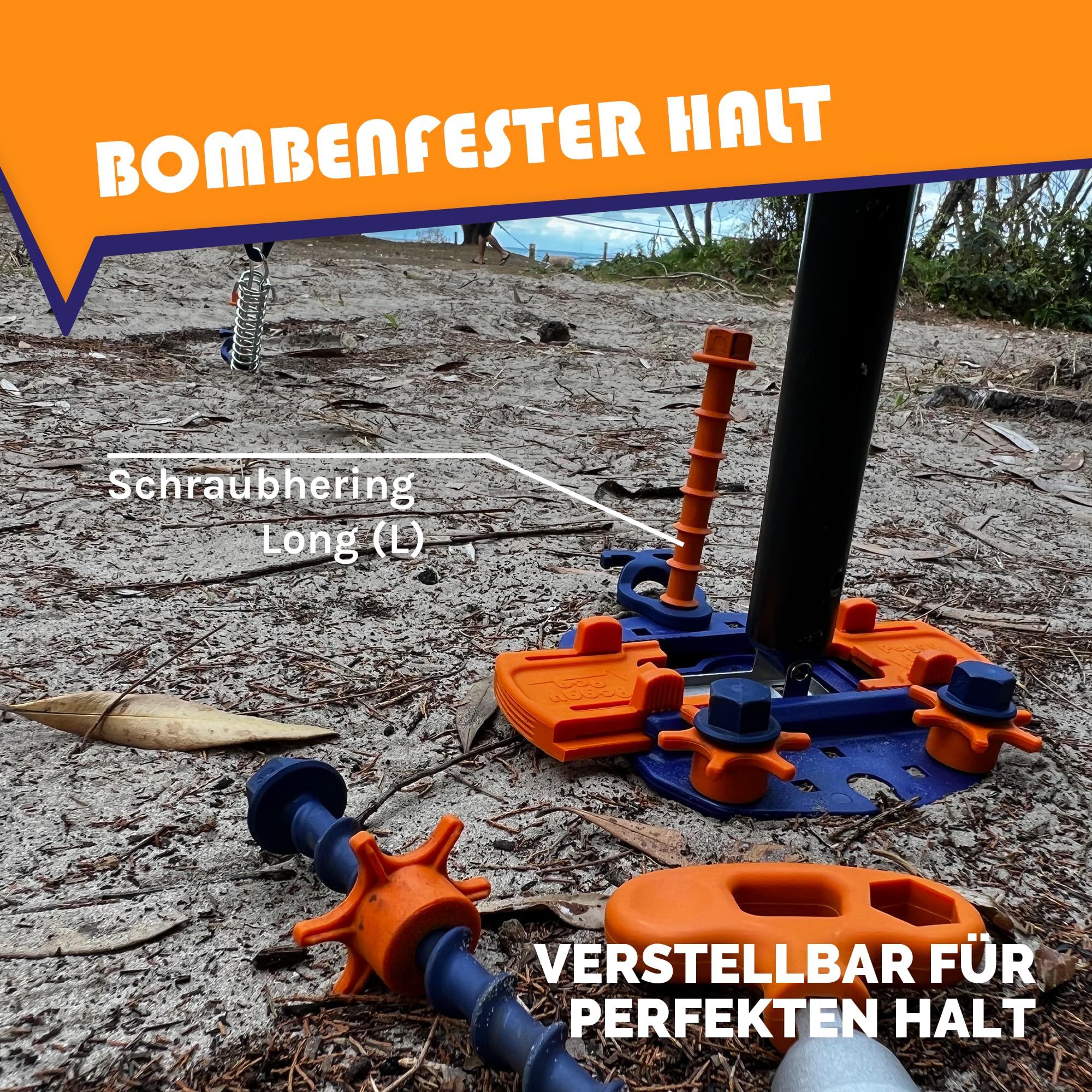 Peggy Peg – Markisenbefestigung Set mit Fix&Go Anker-Platten 2.0 & diversen Schraubheringen – Bodenhalterung zur Fixierung von Markisenfüßen & Zeltgestänge beim Camping – für weiche bis Harte Böden