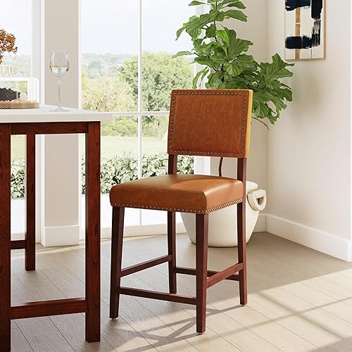 Miniatura 2 de Linon Brook, Caramel Counter Stool, 19"W x 22"D x 40.5"H, Carmel, Counter Height Caramelo,Negro -,Gris (Dove