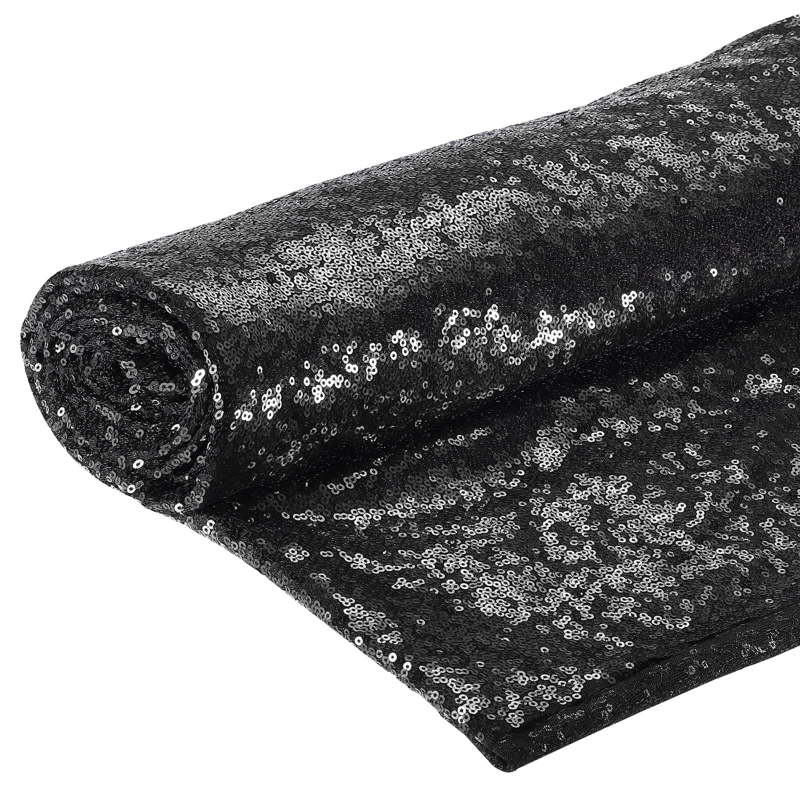 DMiotech 4 Yard Black Sequin Fabric Sparkly Iridescent Bling Mesh 5ft Width for DIY Sewing Tablecloth Backdrop Clothes Dress