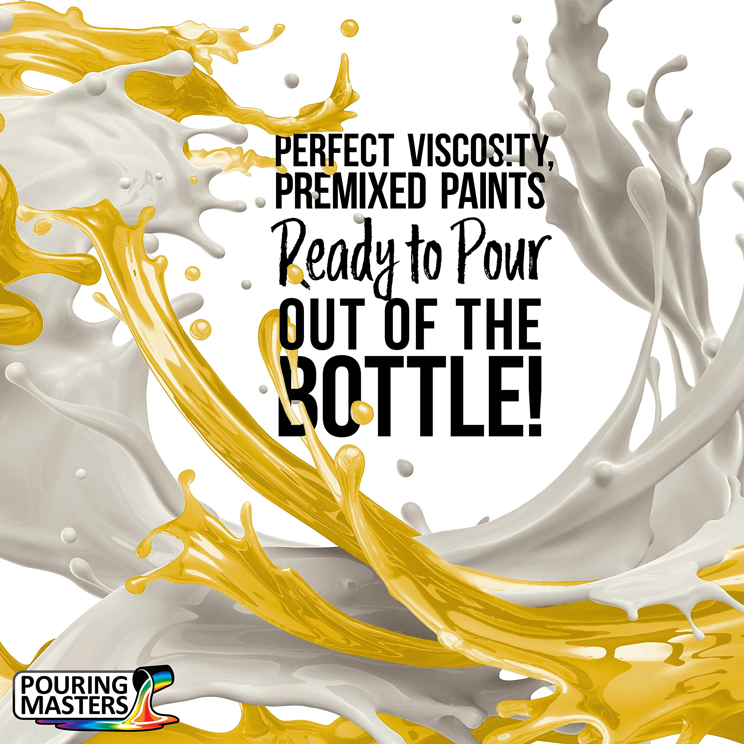 Pouring Masters Peinture acrylique prête à verser Jaune tournesol – 1,8 l pré-mélangée à base d'eau – Pour toile, bois, papier, travaux manuels, carrelage, roches et plus encore