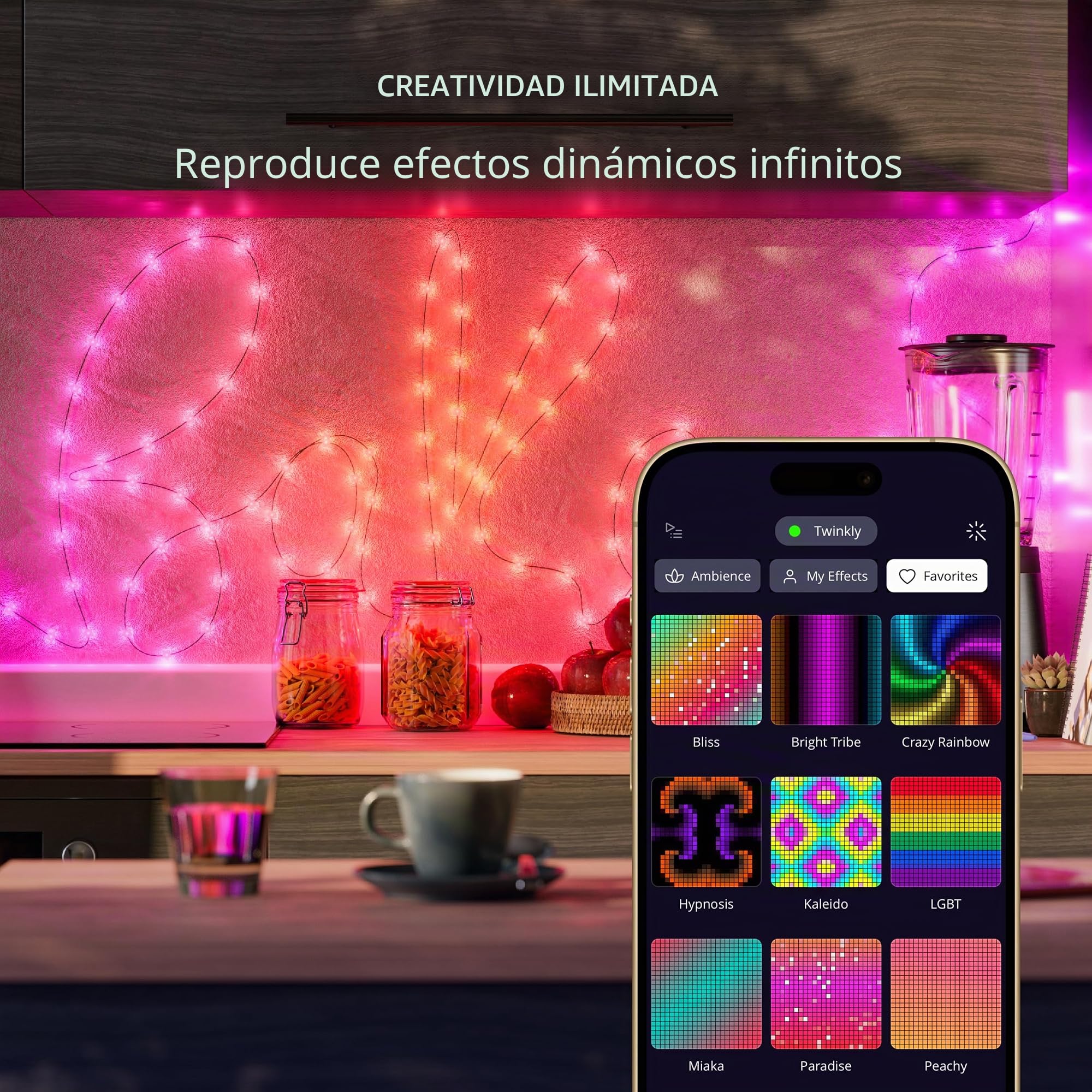 Twinkly Candies - Cadena de luces de Navidad con 100 LED RGB - Controlada por App y alimentada por USB-C - Decoración inteligente para interiores, 6m, Estrella, Cable Transparente