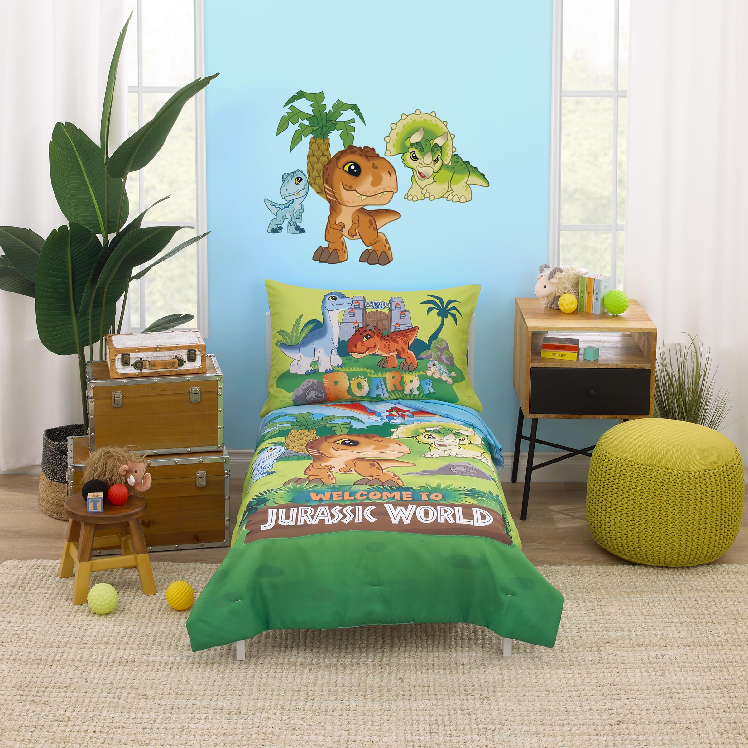 Parure de lit 4 pièces Jurassic World le cadeau dinosaure idéal pour enfant