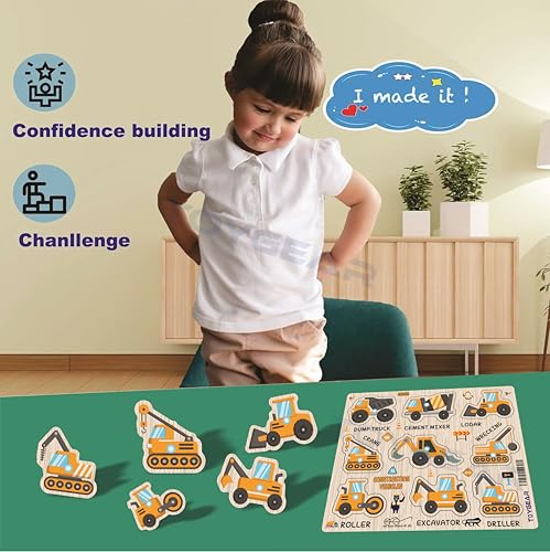 Image of Construction Eco Friendly Materials Wooden Learning Toys Puzzle for Brain Training /jorky Cutting Puzzle for Home /School /Non-Toxic /Education Memory Games for Baby Boy and Girl