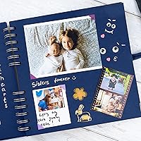 Vista 7 de Bstorify Álbumes de fotos cuadrados de 8 x 8 pulgadas, tapa dura azul con cierre de cinta, ideal para álbumes de recortes, proyectos de arte