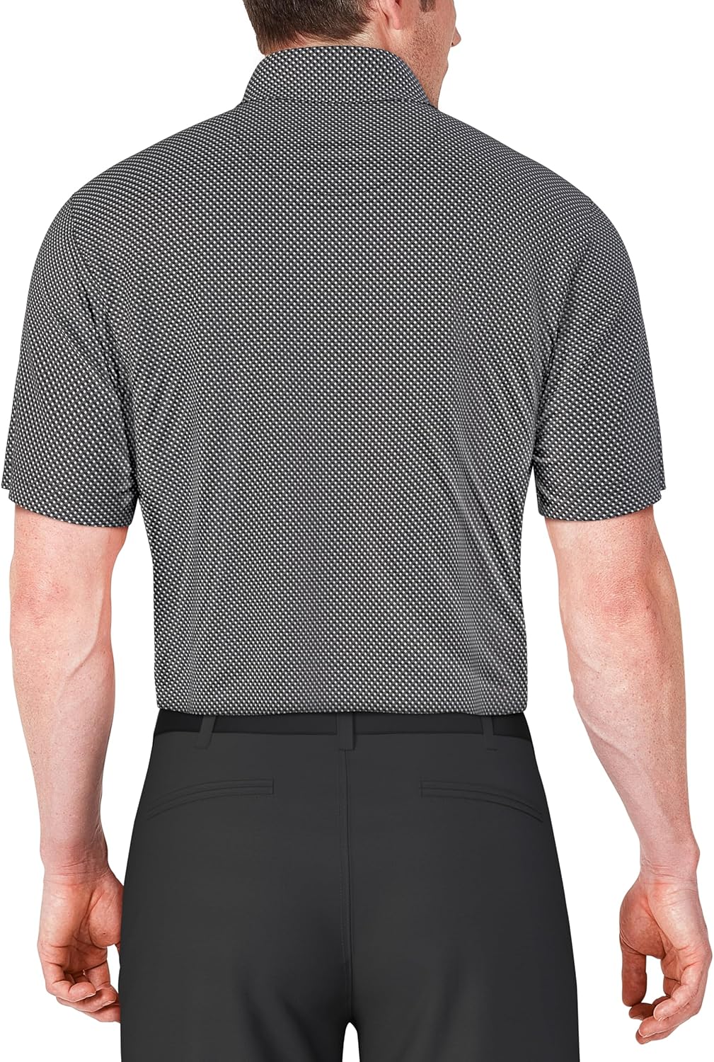 PGA Tour Mens Short Sleeve Golf Polo with Geo Print and Moisture Wicking Fabric - Image 2
