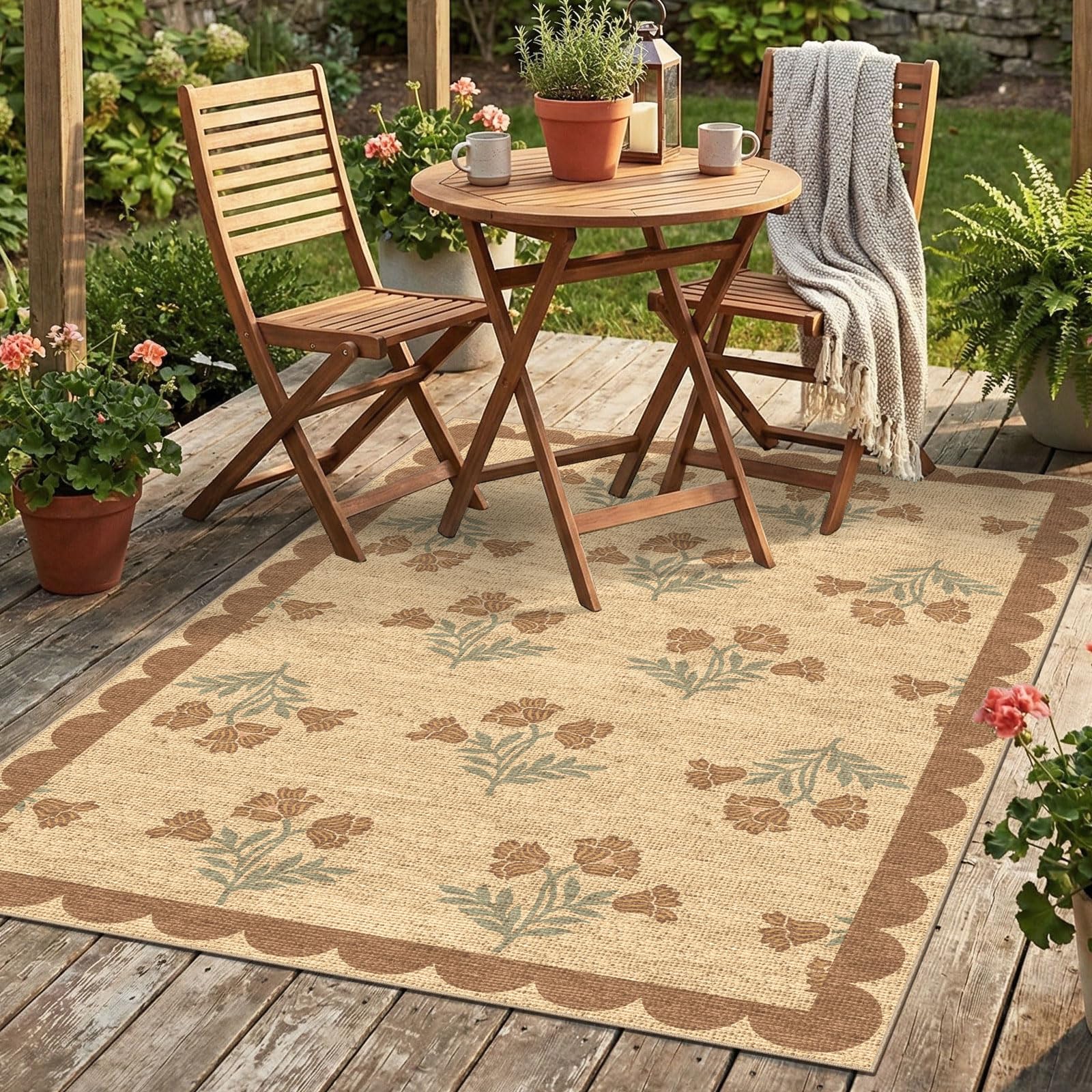 Othilic 4x6 Covered Outdoor Patio Rug - Washable Front Door Mat Entry Rug