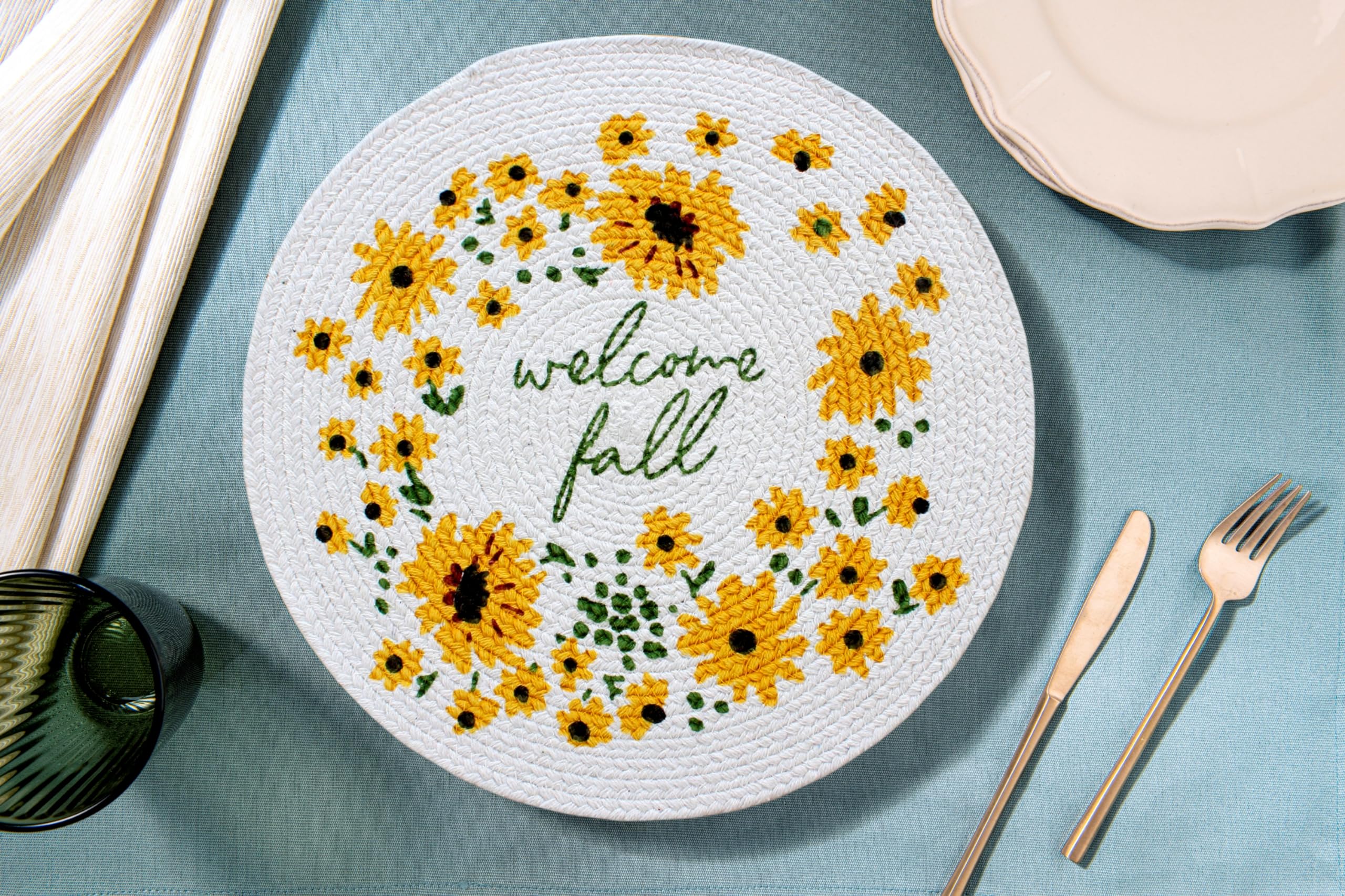 MORE Cotton Hand Braided Placemats Set 