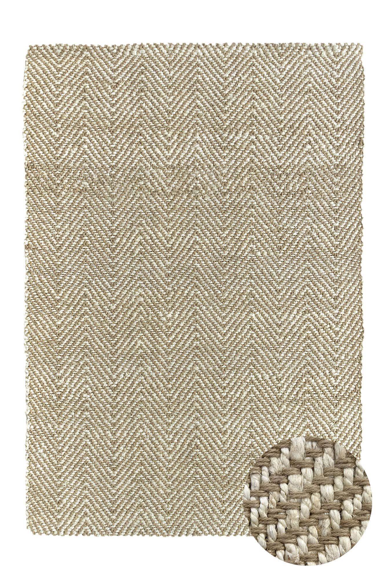 HAMID - Jute Teppich, Alcazar Teppich 100% Weißes Elfenbein, Jutefaser Handgewebt, Weicher Teppich und Hohe Festigkeit für Wohnzimmer, Esszimmer, Schlafzimmer, Flurteppich - Weiß (290x200cm)