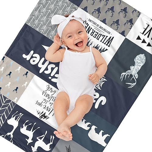 Miniatura 54 de Manta de bebé personalizada para niños y niñas, mantas de bebé unisex personalizadas con nombre e imagen, regalos para recién nacido, nueva mamá