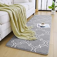 Vista 2 de Chicrug Shag Alfombra de Pasillo Geométrica Moderna para Dormitorio, 2 x 6 pies, de espuma viscoelástica, alfombra de pasillo para interiores