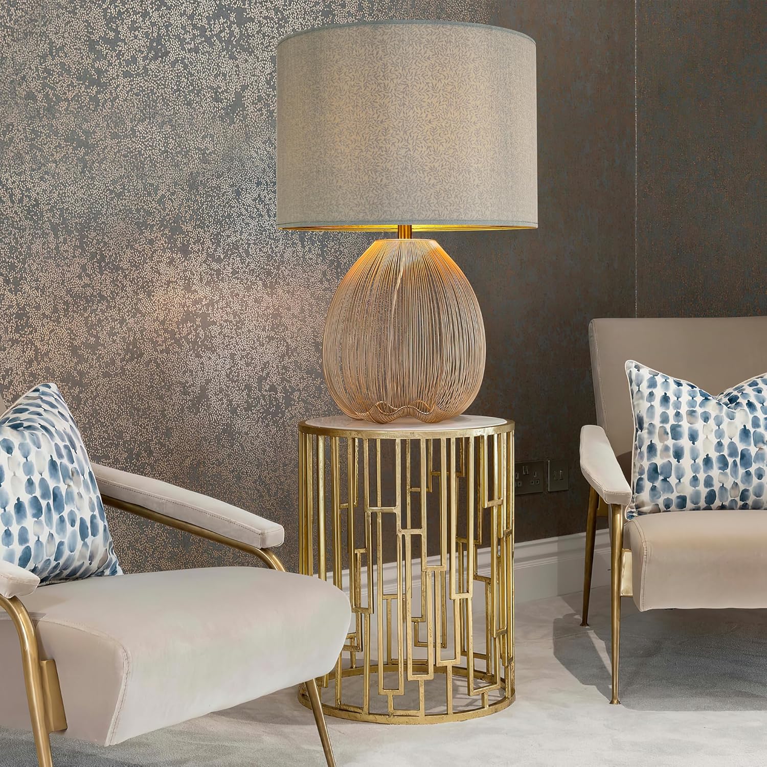 Wellmet Drum Lampshades, Easy Assembly Required Replacement Lamp Shades, Fabric Lampshades for Table Lamps Floor Lamps, Metal Spider Fitter, 18"x18"x12"