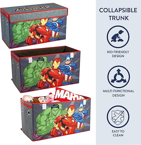 Miniatura 6 de Marvel The Avengers - Juego de soluciones de almacenamiento de 4 piezas con cesta desplegable, baúl de almacenamiento plegable y 2 contenedores de