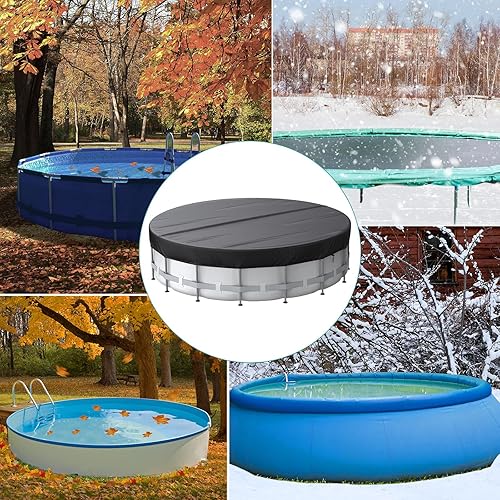 Miniatura 5 de Mrrihand Cubierta redonda para piscina, cubierta de piscina de invierno de 12 pies para piscinas sobre el suelo, cubierta de bañera de hidromasaje