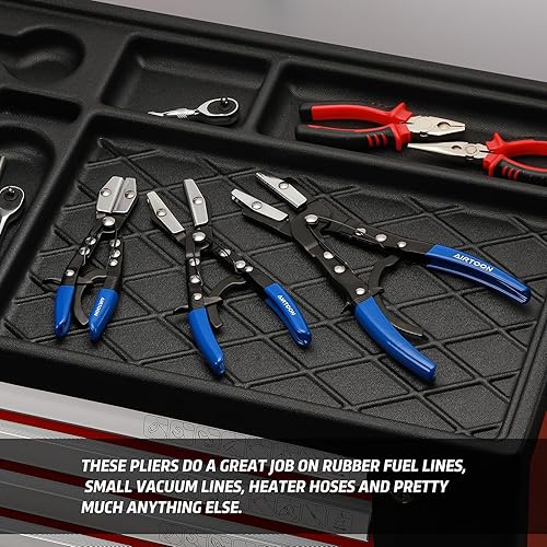 Miniatura 6 de AIRTOON Juego de 3 alicates para manguera, trinquete de bloqueo automático, alicates para mangueras flexibles, automoción, líneas de gas, radiador,