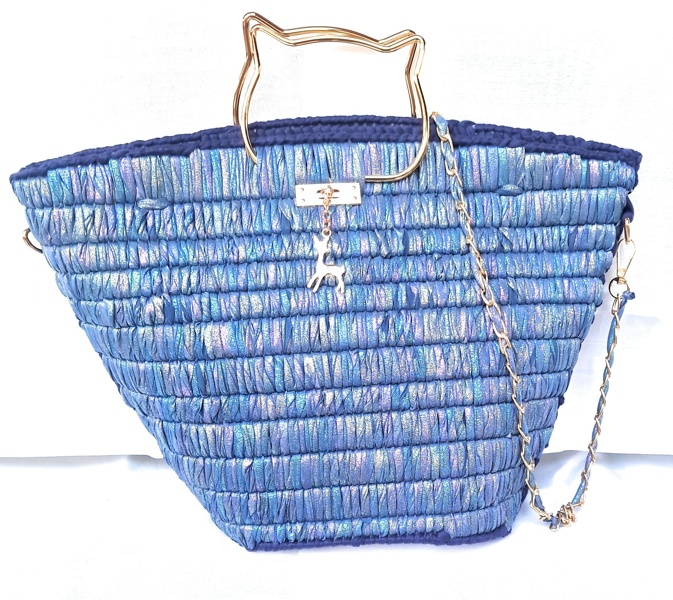 Sac à main bleu métallisé Maris pour sublimer vos soirées chic