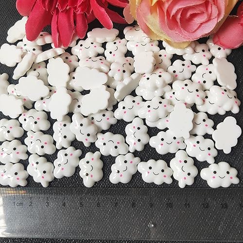 Miniatura 3 de Mo Sheng Accessory 40 piezas de resina con parte trasera plana encantadoras nubes blancas Flatback adornos para álbumes de recortes DIY Scrapbooking