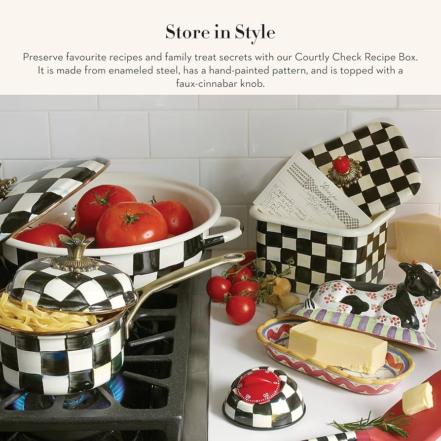 Amazon.com: MACKENZIE-CHILDS Enamel Recipe Box, Cute Recipe