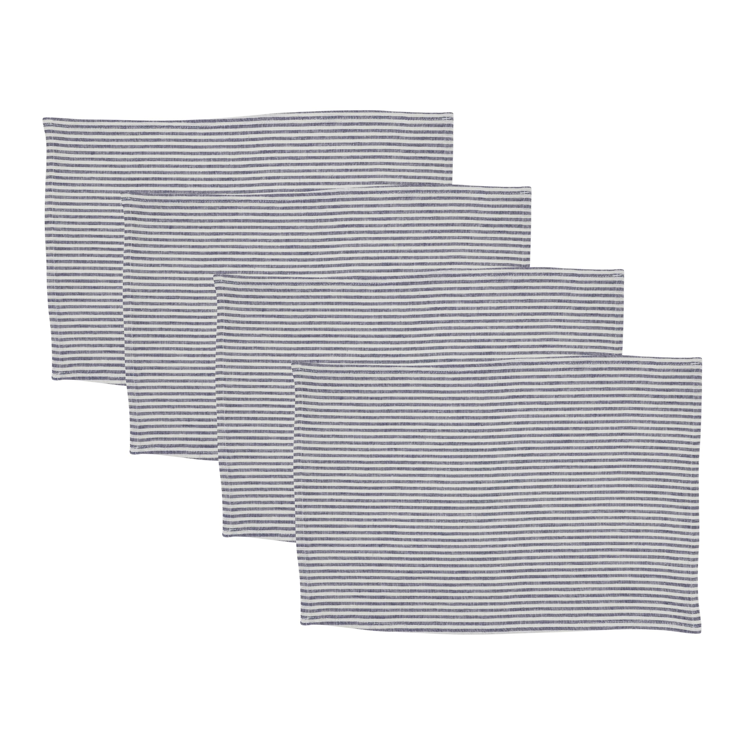 SARO Lifestyle Lot de 4 Sets de Table Classiques à Rayures en Lin mélangé – Sets de Table de Ferme pour Salle à Manger Quotidienne, Tables de Cuisine et Divertissement décontracté, 35,6 x 50,8 cm