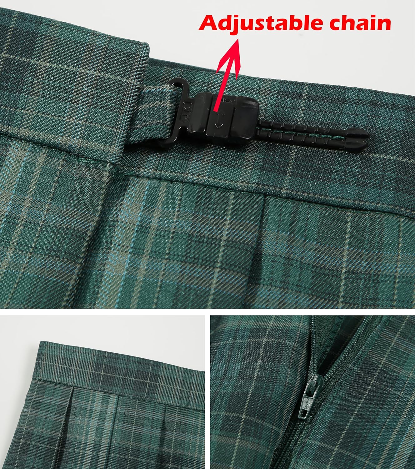 Women's Girls Plaid Pleated Adjustable Waist High Skirts