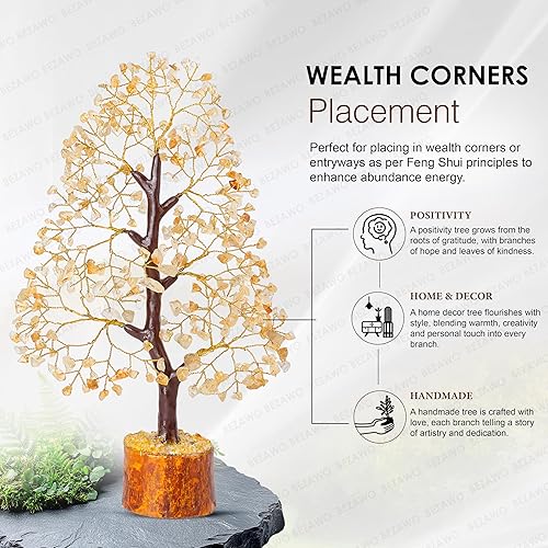 Miniatura 5 de Crocon - Árbol del dinero con piedras preciosas de citrina, figura del feng shui bonsái balance de chakras, buena suerte, reiki, curación,