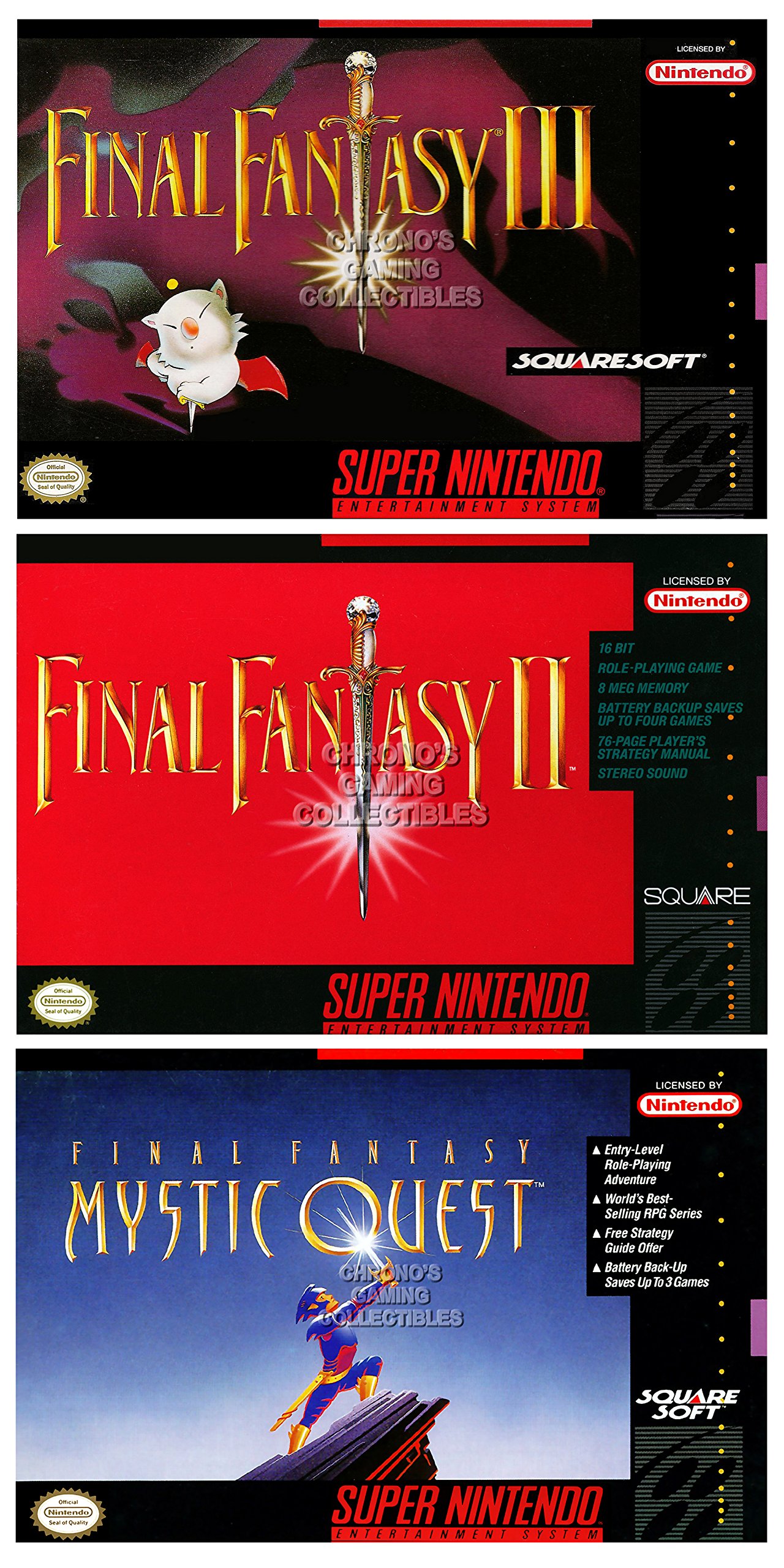 Buy CGC Huge - Final Fantasy Mystic Quest II III BOX ART SET - Super ...