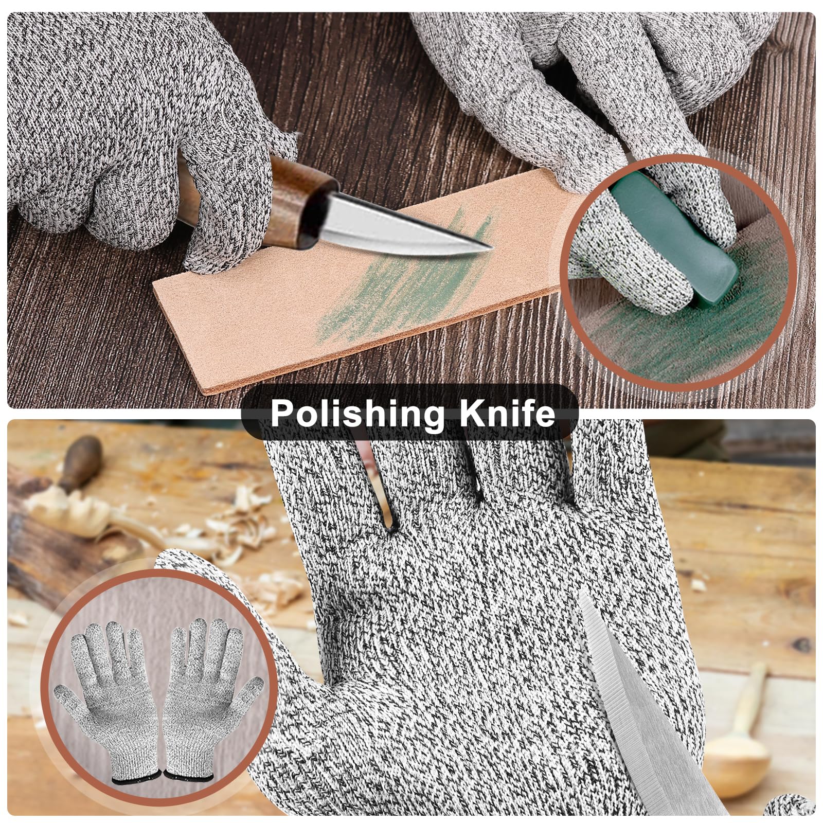 Sculpture Bois Kit, 15 in 1 Pack Outils Deluxe contiennent des Couteaux à Tailler, Gouge a Bois, Gants, Pâte à Polir, un Sac en Cuir, pour Débutants/Professionnels