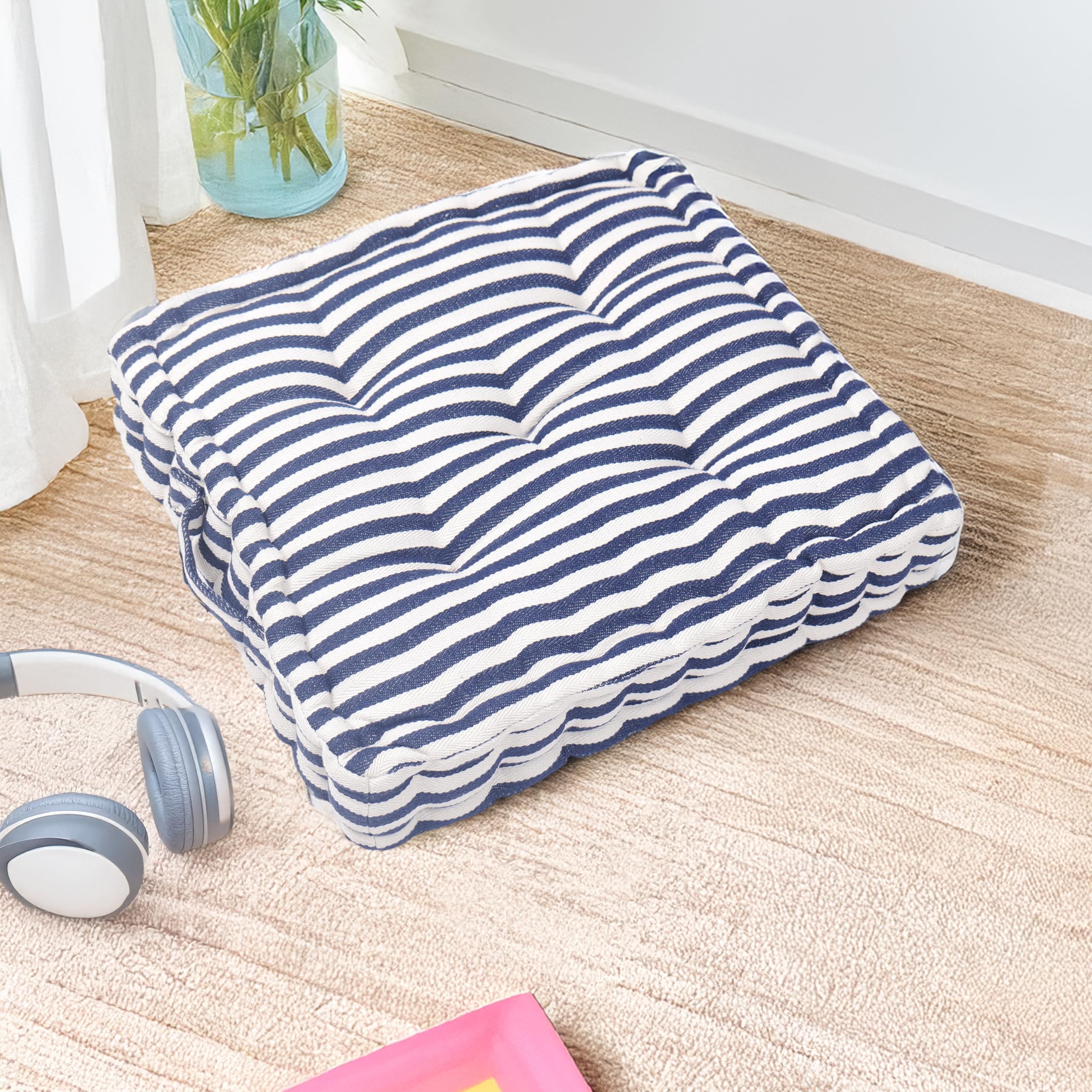 Orange Woven Floor Cushion - Cozy Seating & Meditation -23