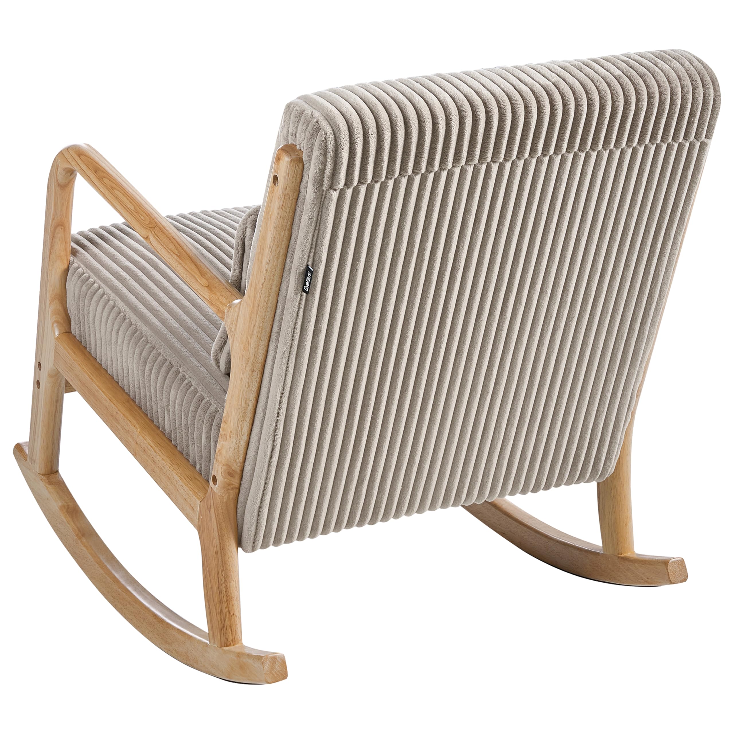 Beliani Silla Mecedora de Pana tapizado Estilo Vintage Estructura de Madera Beige Sorsele