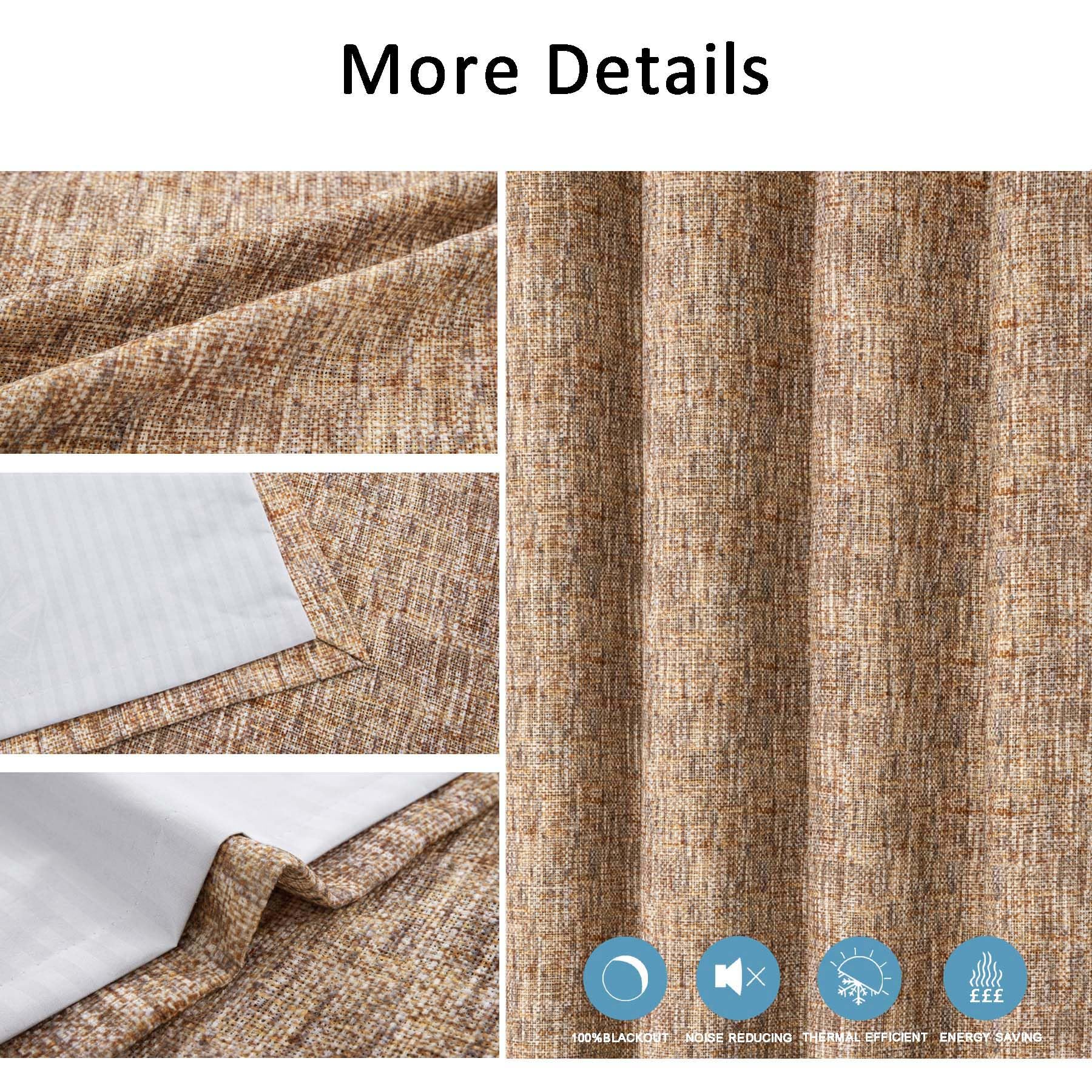 always4u Lot de 2 Rideaux 100% occultants, Rideau Thermique de Style Campagne Anti-Froid, Rideaux en Lin mélangé texturé à œillets pour Chambre à Coucher, Salon, Beige Biscotti, 140x245 cm