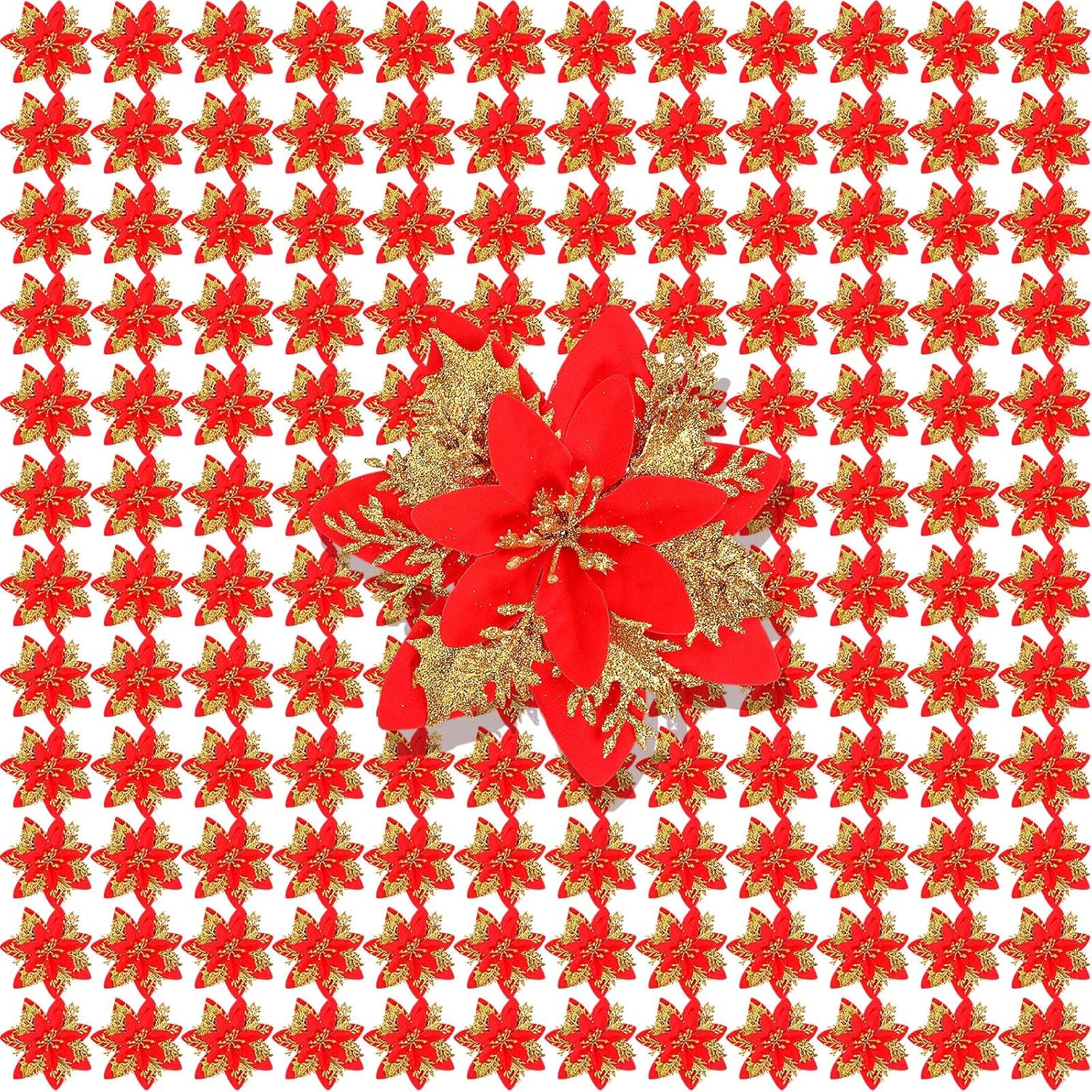 Zeyune 150 Pcs Christmas Poinsettia Flower Artificial