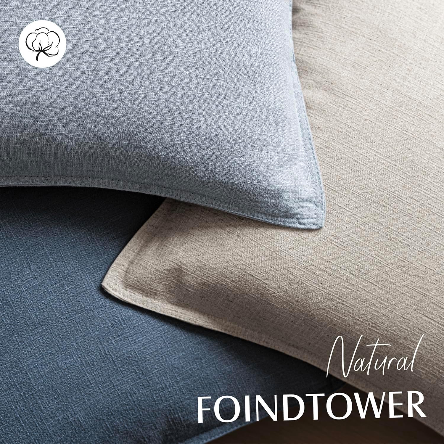 Foindtower Pack of 2, Decorative Linen Soild Throw Pillow Covers Soft Accent Lumbar Cushion Case Boho Farmhouse Pillowcase for Chair Couch Sofa Bedroom Living Room Home Decor 12 x 20 Inch Sky Blue - Image 4