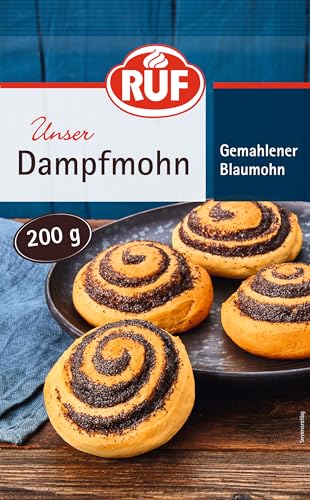 RUF Dampfmohn fein gemahlener Blaumohn für Kuchen und Desserts wie Mohn-Schnecken oder Mohn-Streuselkuchen backfertig und sofort einsatzbereit 200g