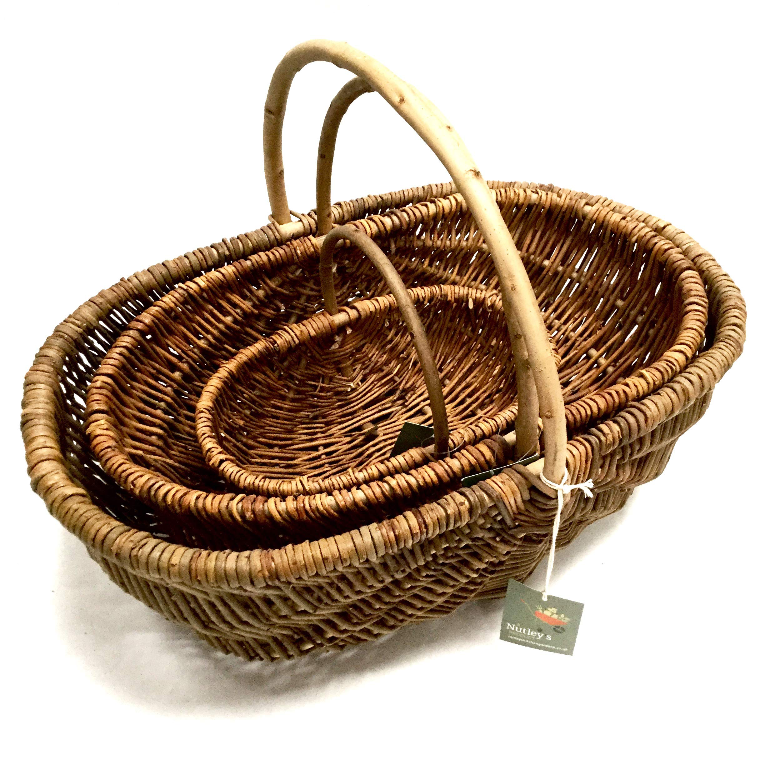 Nutley's Natural Rustic Willow Vegetable Trug Basket Trio (Including Small, Medium And Large)