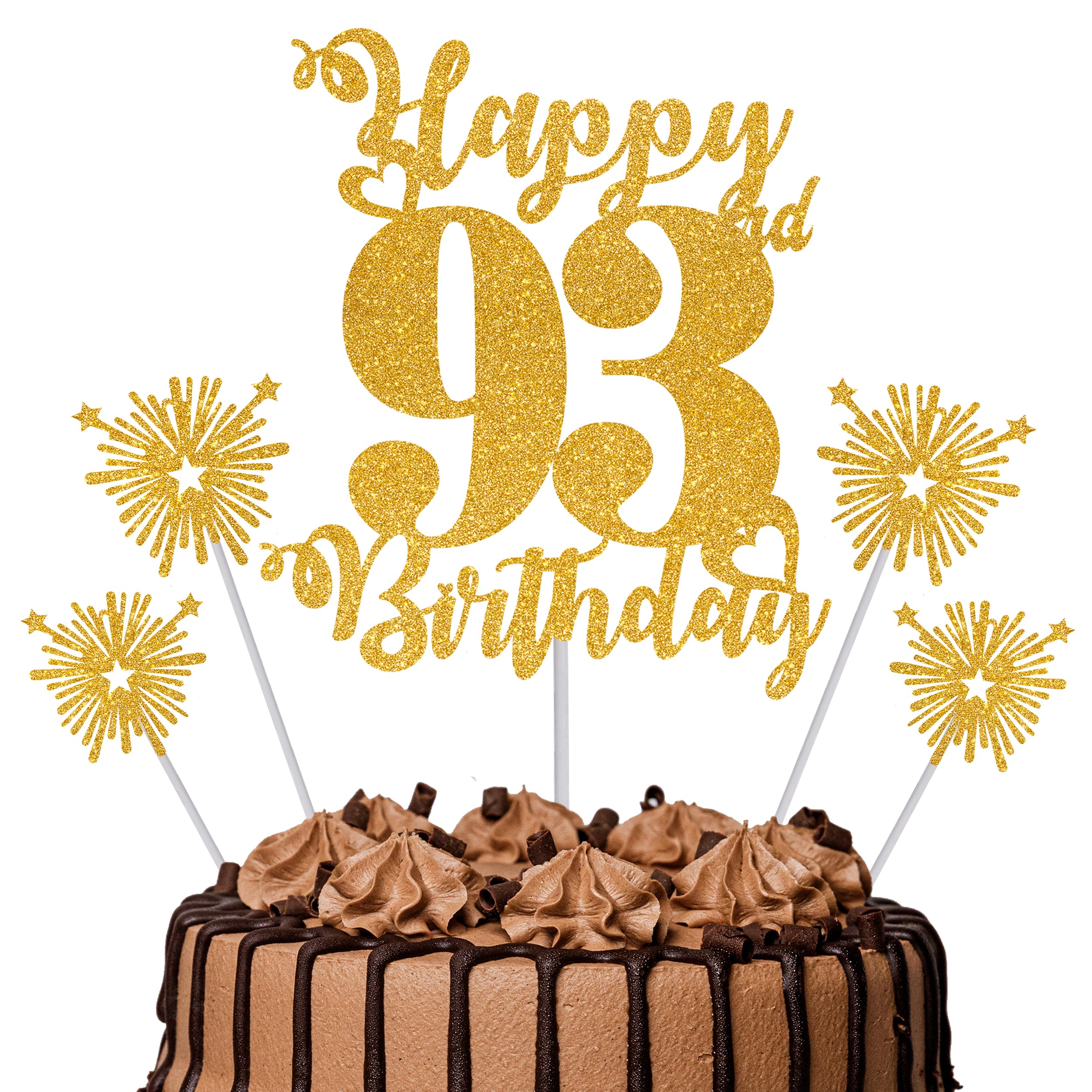 Gold Glitter 96th Birthday Cake Topper Set – 5 Piece Premium Glitter Birthday Decoration & Party Supplies for Men, Women & Kids – 96th Birthday — view 48
