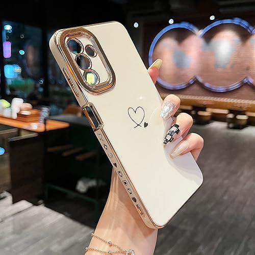 ZTOFEAR - Funda compatible con Samsung Galaxy A13 5G, diseño de corazones de amor chapado con protección de lente de cámara, carcasa galvanizada de