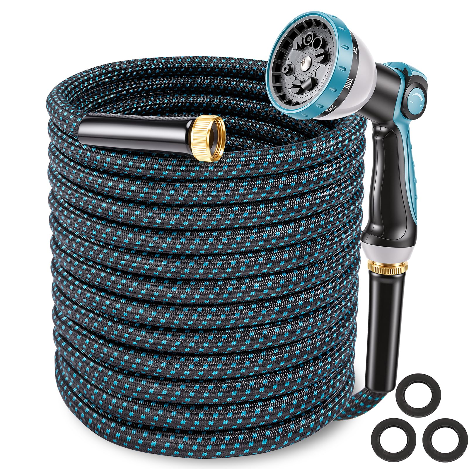 Nicht erweiterbarer Gartenschlauch - Ultraleicht & Auslaufsicher Knickfrei Wasserschlauch mit 10 Funktionen Sprühdüse - Verschleißfester Hybridschlauch für Hof, Rasen, Autowäsche & Außenbereich - 30.5